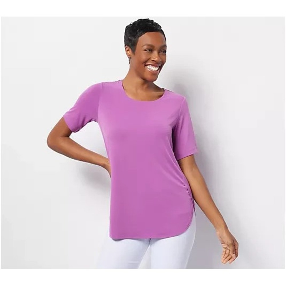 Susan Graver Modern Essentials Liquid Knit Tunic Hidden Orchid X-Large